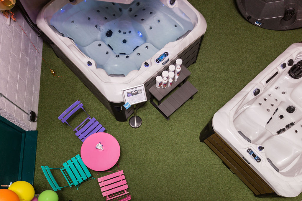 Top down view of hot tubs